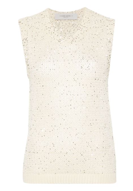 Top in maglia Melyssa con paillettes in beige Golden Goose - donna GOLDEN GOOSE | GWP01922P00169111560